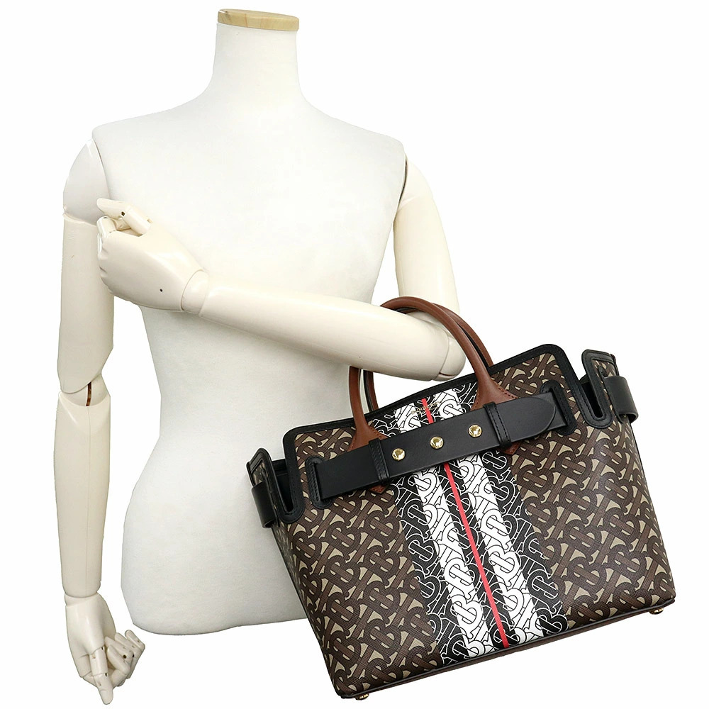 Burberry Stripe Belt Shoulder Handbag Crossbody Bridle Brown - Picture 8 of 10